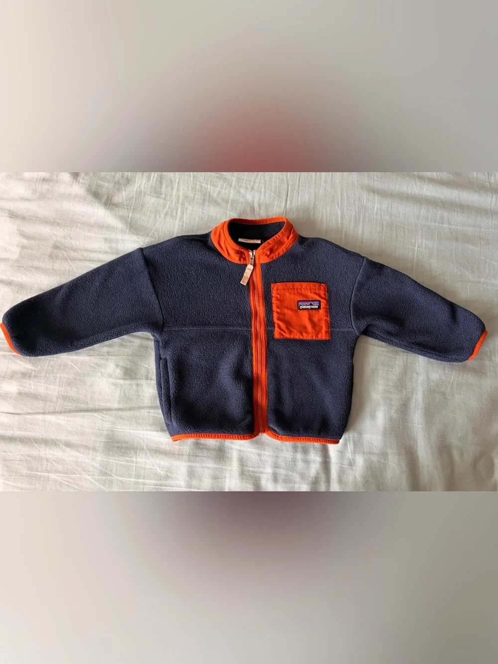 Patagonia Synchilla Navy Fleece Jacket with Orange Trim 2T